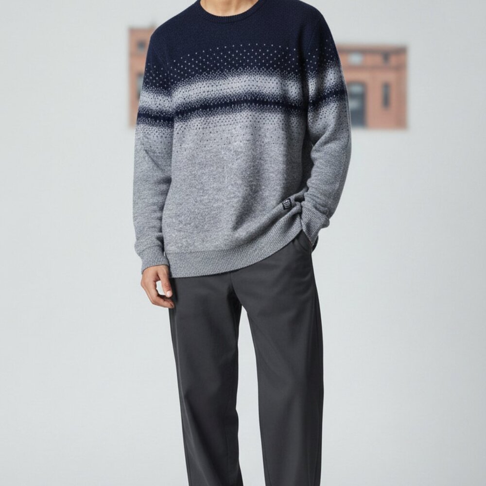 Crew Clothing Company Mens XL Grey & Navy Crew Neck Sweater